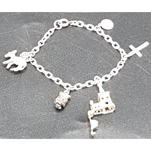 435A - PRESENTED AS A SILVER (925) CHARM BRACELET With FIVE CHARMS  (Weight 12 Grams)