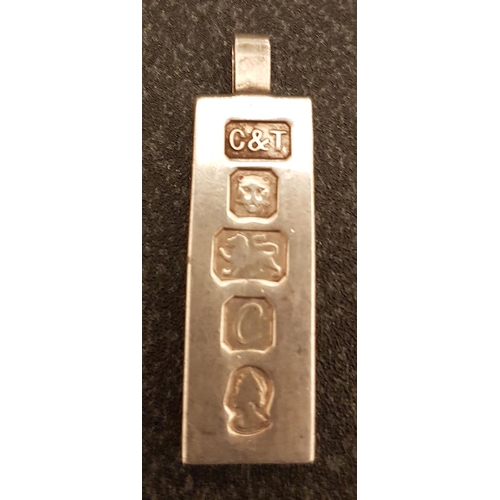 620A - SOLID SILVER 4cm (Hallmarked) INGOT PENDANT (Total Weight 15.00 Grams)