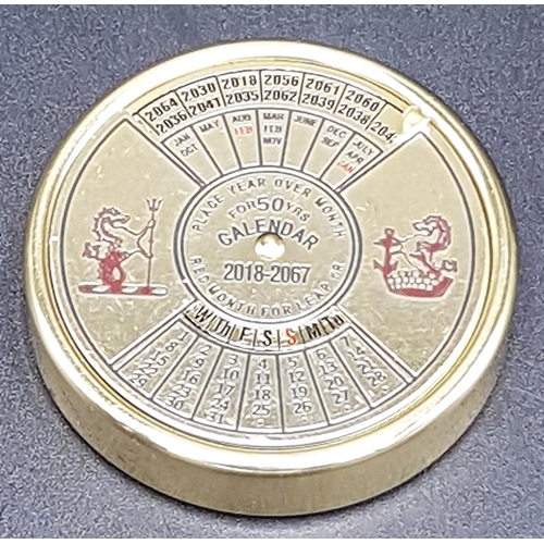 715A - BRASS 50 YEAR CALENDER 2018/2067 IN A CIRCULAR FORM