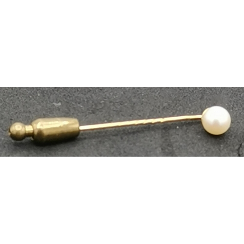 1009 - PRESENTED AS A 8ct GOLD  (333) PEARL STICK PIN (Weight 2.0 Grams)