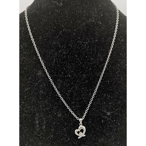 1024 - PRESENTED AS A 9kt WHITE GOLD (Stamped 375) 38cm NECK CHAIN With A WHITE GOLD / DIAMOND PENDANT (Wei... 