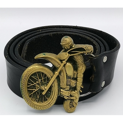 118 - LEATHER BELT WITH SPEEDWAY BUCKLE