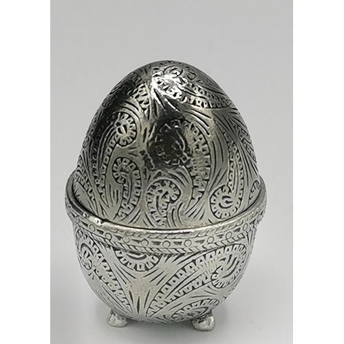 121 - PEWTER EGG PIN CUSHION  (Old)