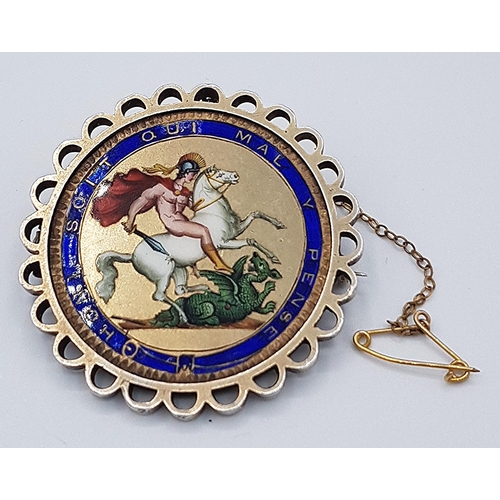 146 - PRESENTED AS A SILVER GEORGE III ENAMELLED CROWN IN SILVER MOUNT And GOLD CHAIN  c1819