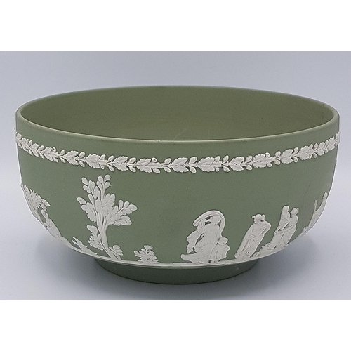 670 - WEDGWOOD Large 20cm Dia GREEN JASPER WARE FRUIT BOWL