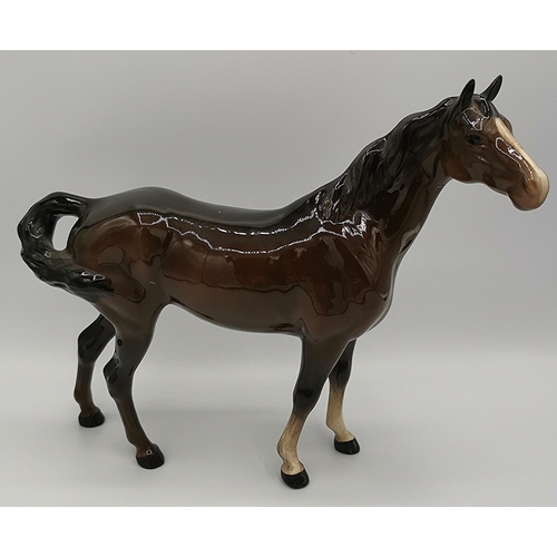 826 - BESWICK Large 22.2cm MODEL OF A SWISH TAIL HORSE (1st Version) (Brown Gloss Colourway) Model No 1182... 