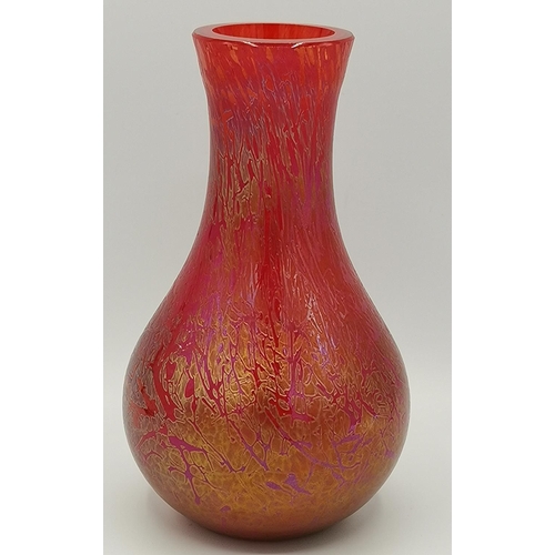 828 - RED GLASS VASE