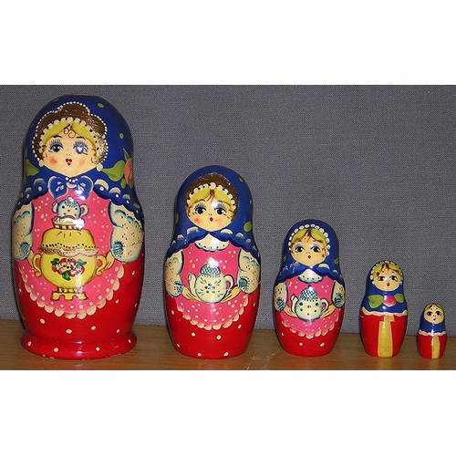 843 - RUSSIAN FIVE Piece MATRYOSHKA DOLL SET .
(Matryoshka dolls; also known as babushka dolls, stacking d... 