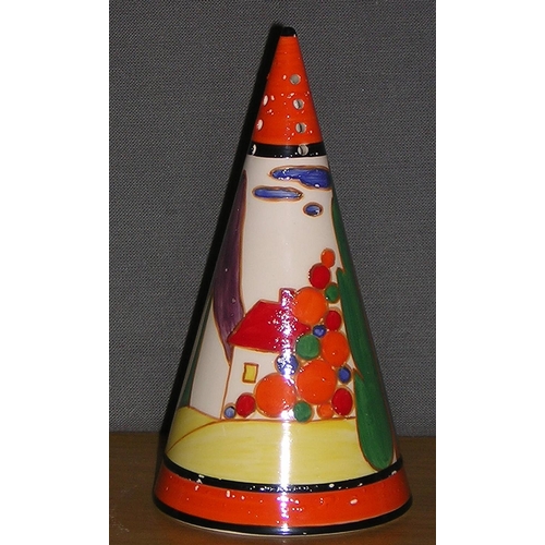 858 - WEDGWOOD CHINA BIZZARE RANGE CONICAL SUGAR SHAKER FROM THE CLARICE CLIFF COLLECTION