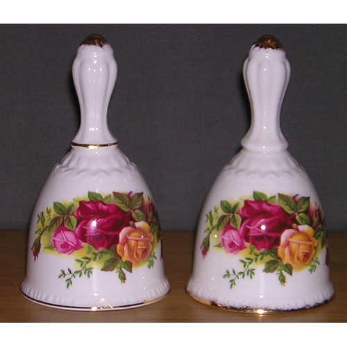 873 - ROYAL ALBERT CHINA BELLS (Pair) IN THE OLD COUNTRY ROSES DESIGN