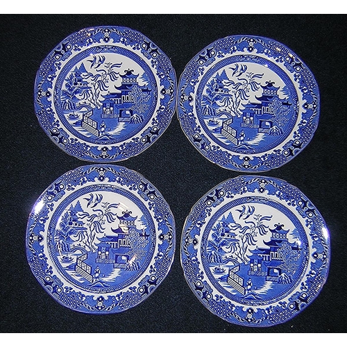 897 - BURGESS & LEIGH (Burleigh Ware) BLUE/WHITE 18cm Dia PLATES (4)