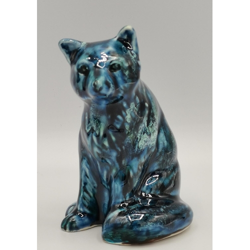 939 - ANITA HARRIS ART POTTERY MODEL OF A BLUE FOX (Sitting)  Signed In Gold By Anita Harris