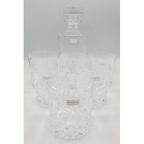 964 - ROYAL DOULTON CRYSTAL GLASS DECANTER And SIX TUMBLERS (Original Box)