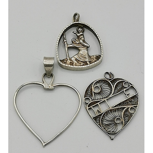 983 - PRESENTED AS THREE SILVER PENDANTS (Total Weight 14.5 Grams)