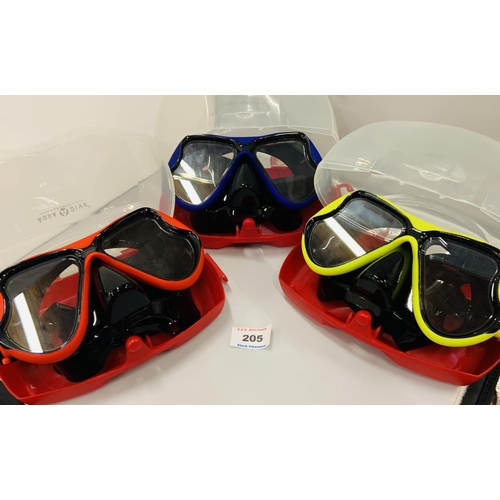 205 - AQUA DIVE SPORTS UNDERWATER GOGGLES (3)