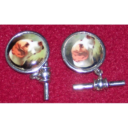 1121 - PRESENTED AS A PAIR SILVER (925) DOGS HEAD CUFFLINKS