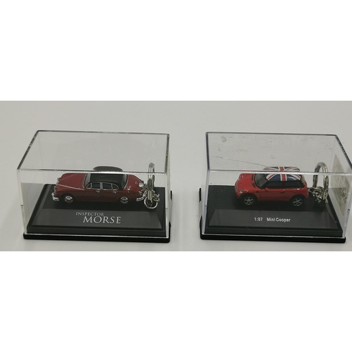 1194 - KEY RINGS MINI COOPER (2) (Case Cracked) & INSPECTOR MORSE (Boxed)