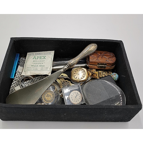 1229 - BOX CONTAINING A Qty Of VARIOUS ITEMS To Include SILVER/ENAMEL SPOON,SILVER SHOE HORN,PINCHBECK BROO... 