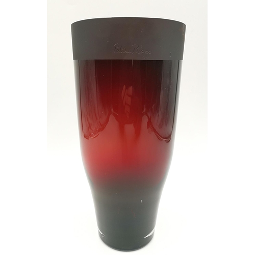 1230 - VILLEROY & BOCH 32cm NOVA RUBY GLASS VASE By Paloma Picasso (Please Note This Lot WILL NOT BE PACKED... 