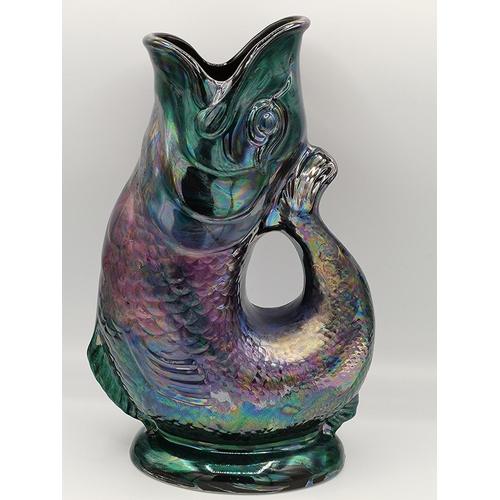 1249 - ANITA HARRIS ART POTTERY Large 27cm  GUGGLING FISH LUSTRE WARE JUG