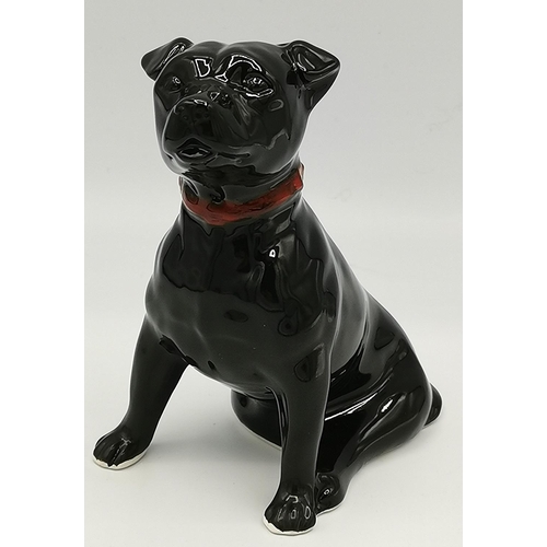 1251 - ANITA HARRIS ART POTTERY 11cm MODEL OF A BLACK STAFFORDSHIRE BULL TERRIER  (Signed In Gold By Anita ... 