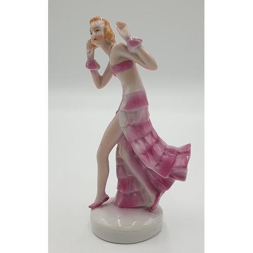 1256 - ART DECO 15.5cm FIGURINE  OF A DANCING LADY c1930s