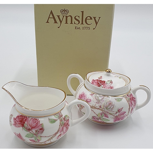 1271 - AYNSLEY CHINA SUGAR POT And JUG IN THE ELIZABETH ROSE DESIGN