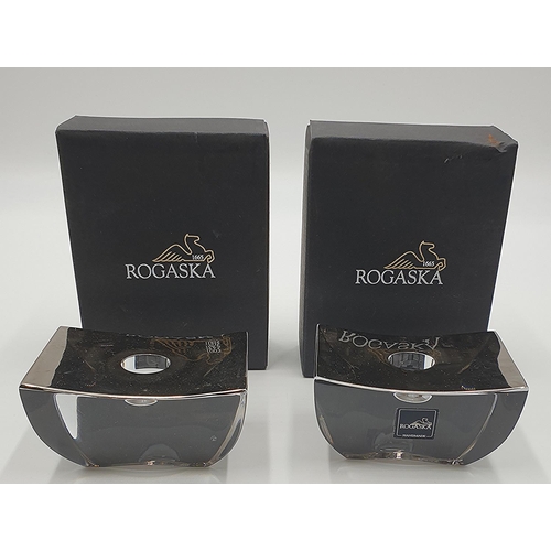 1278 - ROGASKA CRYSTAL (Boxed Set Of Two) CANDLE HOLDERS