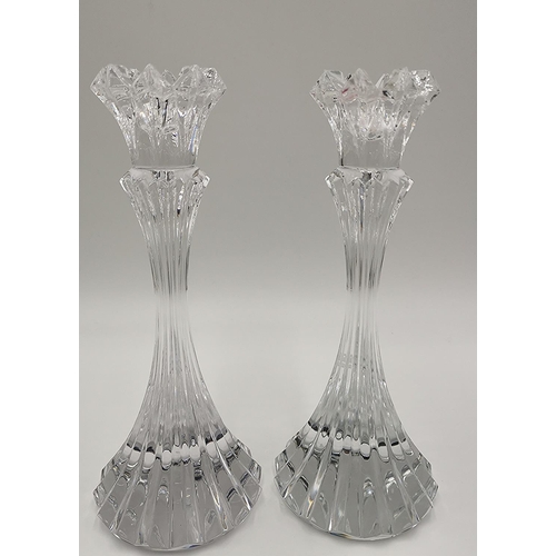 1284 - LEAD CRYSTAL CANDLEHOLDERS (2) (One A/F)