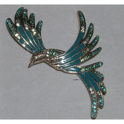 299 - ENAMEL STONE SET FLYING BIRD BROOCH