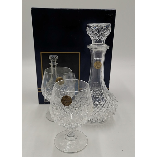 60 - CRISTAL D' ARQUES LONGCHAMP THREE PIECE BRANDY SET (Original Box)