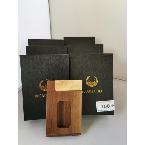 180 - WOODCRAFTY WOODEN CARD HOLDERS (6) (Boxed)