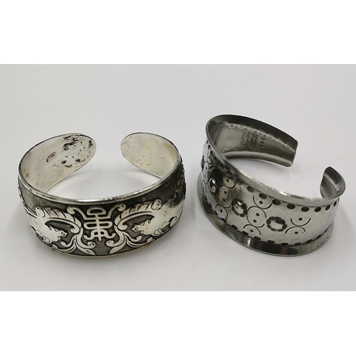 1319 - JORGEN JENSON CUFF BRACELET TOGETHER WITH A TIBETAN BRACELET