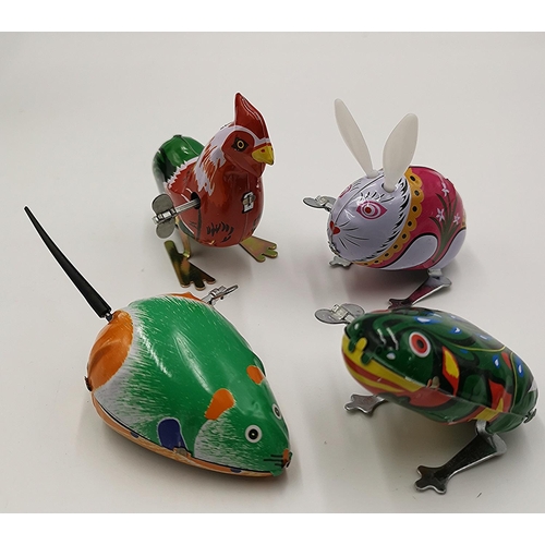 1321 - TIN PLATE CLOCKWORK ANIMALS (4)