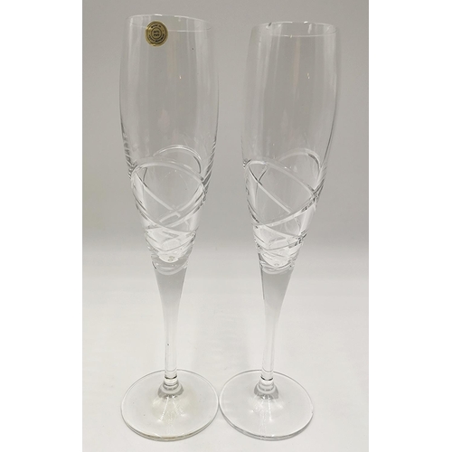 713 - STEFANO DALLICCA (Boxed Set Of Two) CHAMPAGNE FLUTES (Tiny Nick To One)