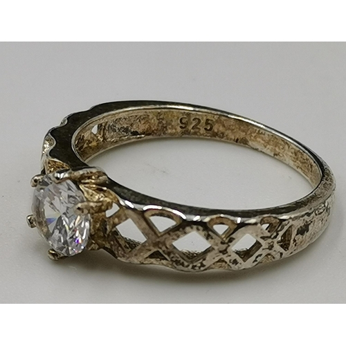 739 - PRESENTED AS A SILVER (925) STONE SET  RING (Size P   , Total Weight    2.39   Grams )