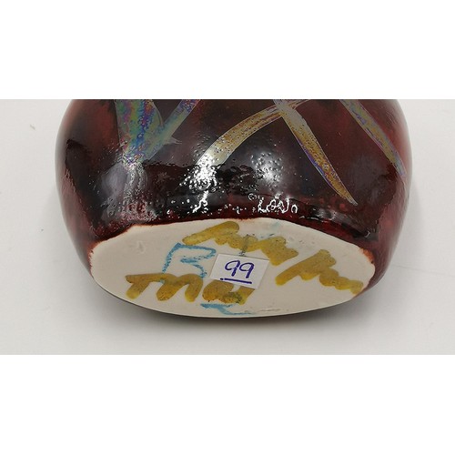 778 - ANITA HARRIS ART POTTERY 7cm Miniature PURSE VASE (Trial Piece)   Signed In Gold By Anita Harris