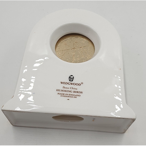 1087 - WEDGWOOD CHINA 12cm MANTLE CLOCK IN THE HUMMINGBIRD DESIGN