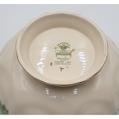 1091 - MASON'S IRONSTONE 20.5cm Dia FOOTED BOWL IN THE CHARTREUSE DESIGN