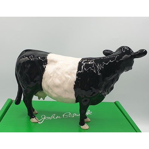 1030 - BESWICK Large 13.3cm MODEL OF A BELTED GALLOWAY COW Model No 4113A (Black/White Gloss Colourway) Des... 