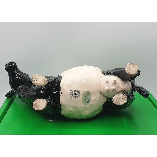 1030 - BESWICK Large 13.3cm MODEL OF A BELTED GALLOWAY COW Model No 4113A (Black/White Gloss Colourway) Des... 