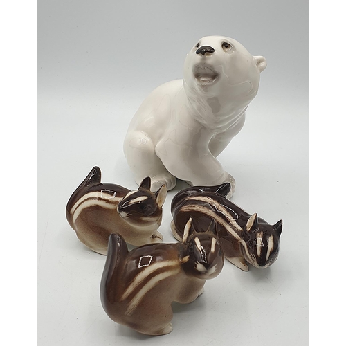 1037 - U.S.S.R. PORCELAIN MODELS OF A POLAR BEAR And CHIPMONKS (3)