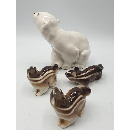 1037 - U.S.S.R. PORCELAIN MODELS OF A POLAR BEAR And CHIPMONKS (3)