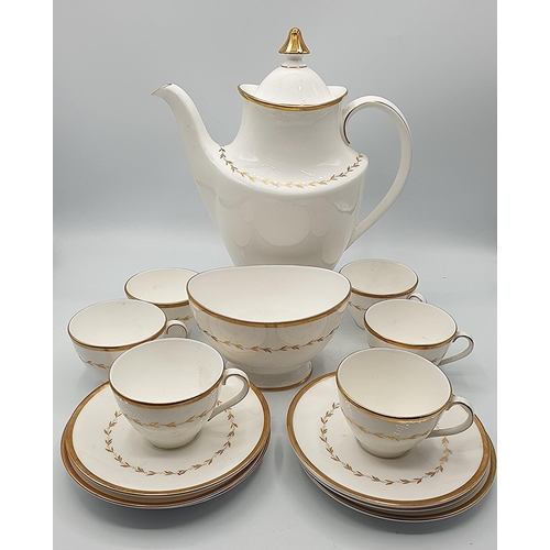 1042 - ROYAL DOULTON CHINA 14 Piece COFFEE SET IN THE GILDED COVINGTON DESIGN H4966