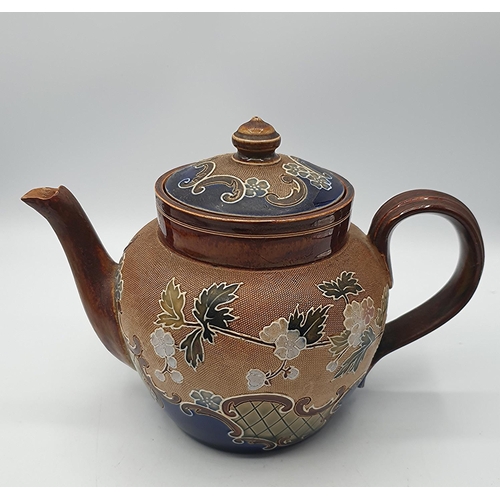 1044 - SLATERS LAMBETH DOULTON VICTORIAN STONEWARE 15cm TEAPOT