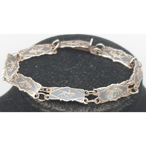 1063 - PRESENTED AS A SILVER (Stamped Sterling) 17.5cm ENAMELLED BRACELET (Total Weight 5.9 Grams)