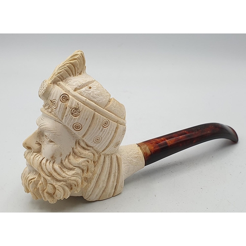 1076 - MEERSCHAUM (Hand Carved) SMOKING PIPE.
(The first recorded use of meerschaum for making pipes was ar... 