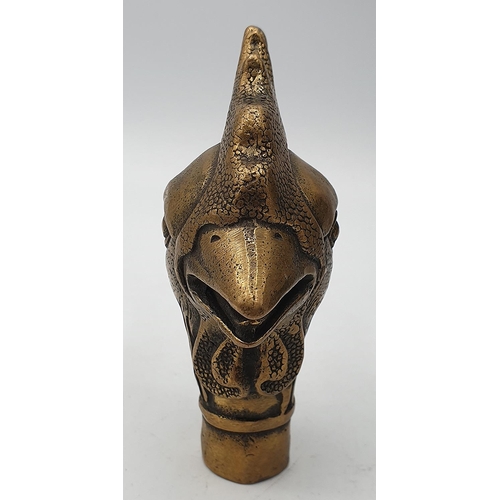 1081 - BRASS WALKING STICK FINIAL MODELLED AS A COCKEREL'S HEAD