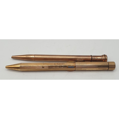 1089 - PROPELLING PENCILS (2) (Both Stamped Rolled Gold) ONE WITH MULTICOLOURED PENCILS. (One As  A Damaged... 