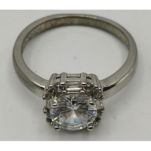 118 - PRESENTED AS A SILVER (925) STONE SET RING (Size N-O,Total )